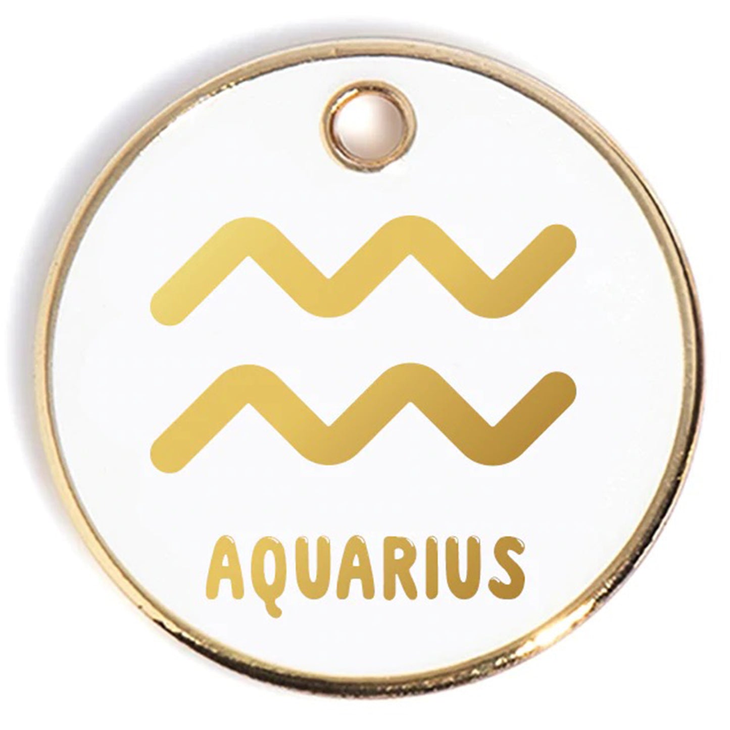 Aquarius Tag - white and gold enamel pet id tag that says aquarius | trill paws