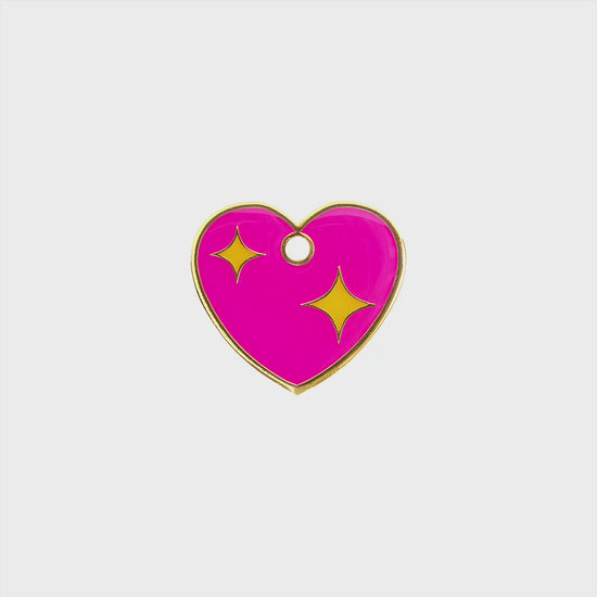 Load and play video in Gallery viewer, Pink Heart - pink and gold gold enamel pet id tag | trill paws
