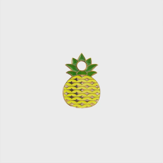 pineapple green yellow gold enamel pet tag with steel split ring | trill paws