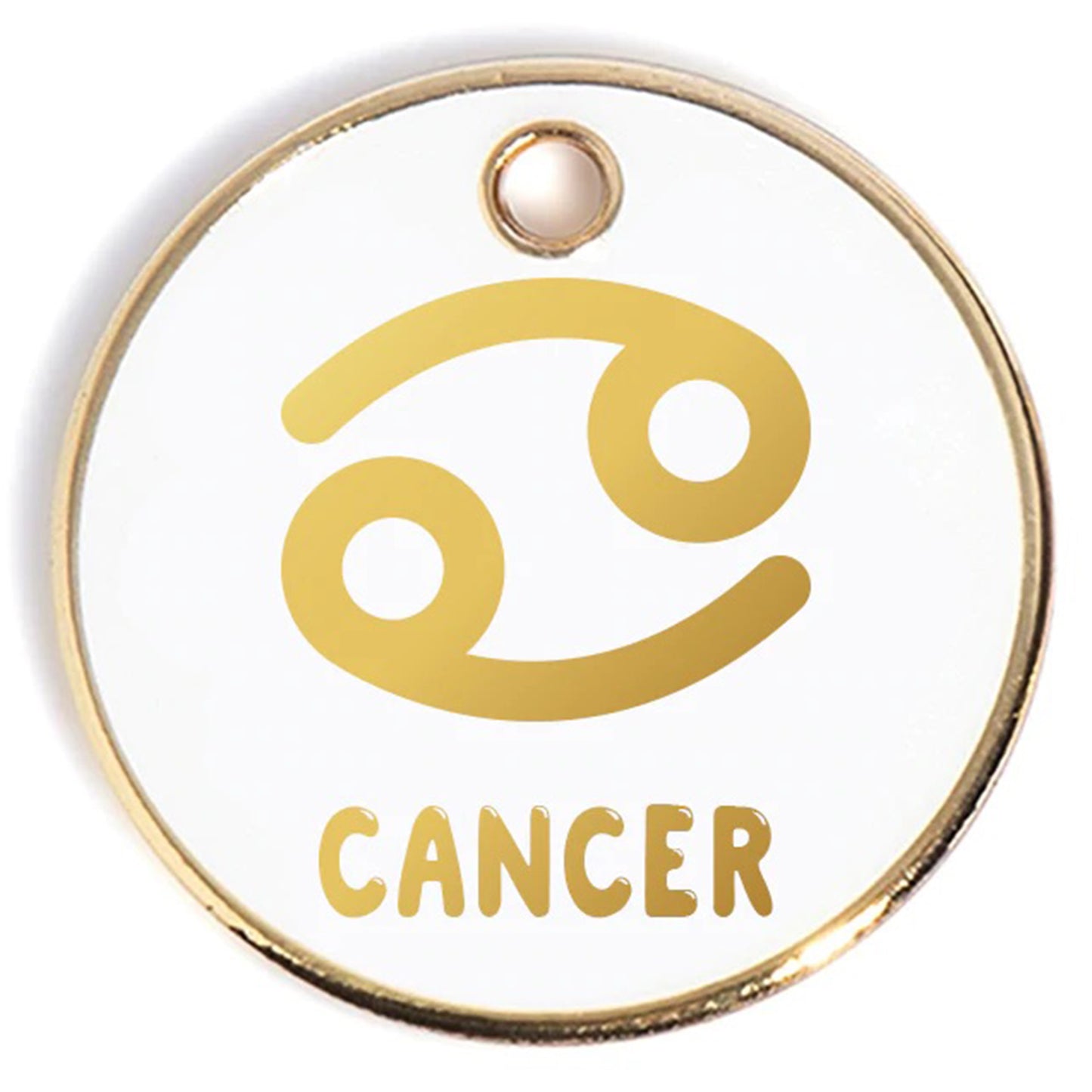 Cancer Tag - white and gold enamel pet id tag | trill paws