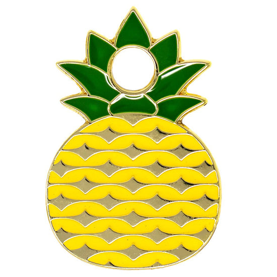 Load image into Gallery viewer, pineapple green yellow gold enamel pet tag with steel split ring | trill paws
