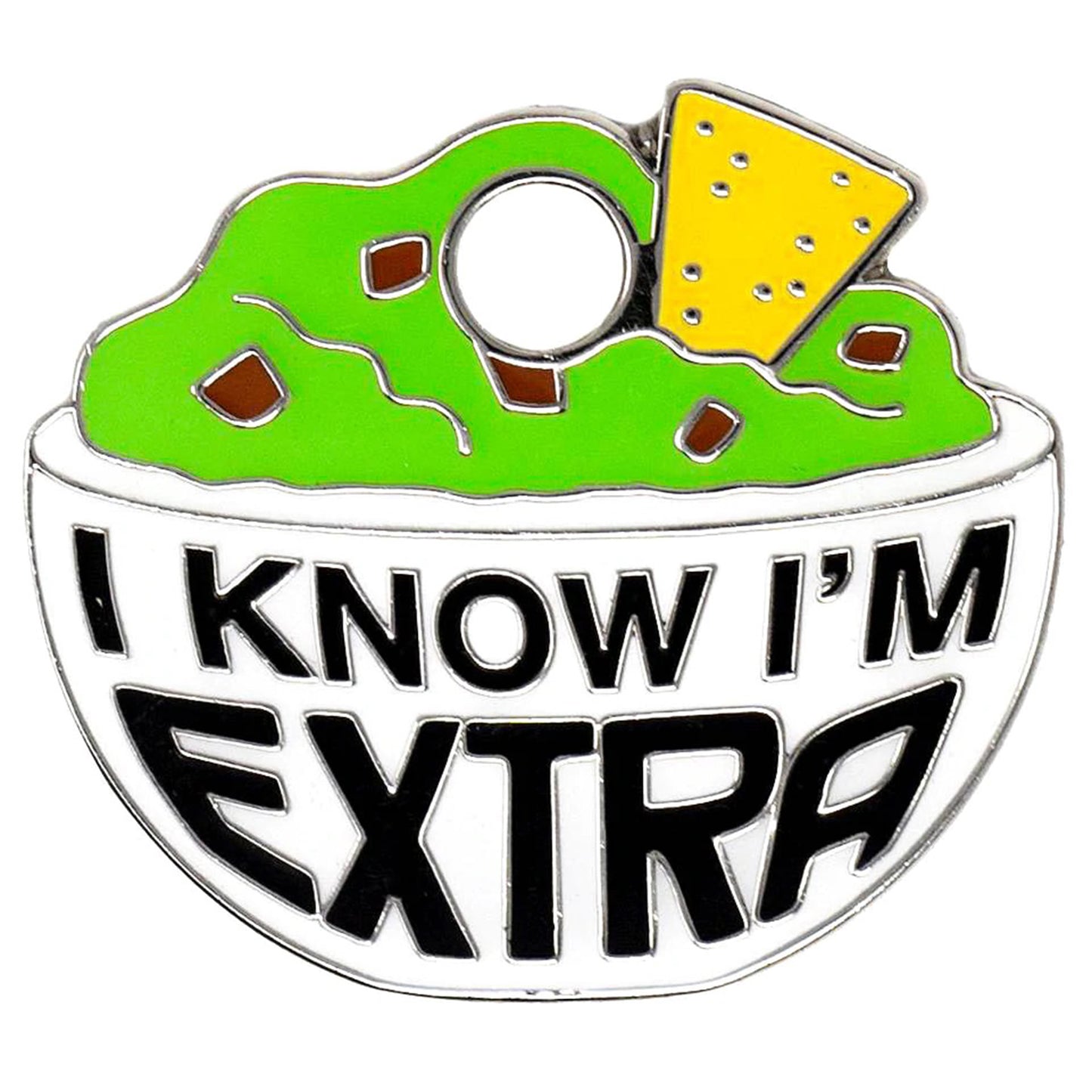 Extra Guacamole Tag - green and silver enamel pet id tag says I know I'm extra | trill paws