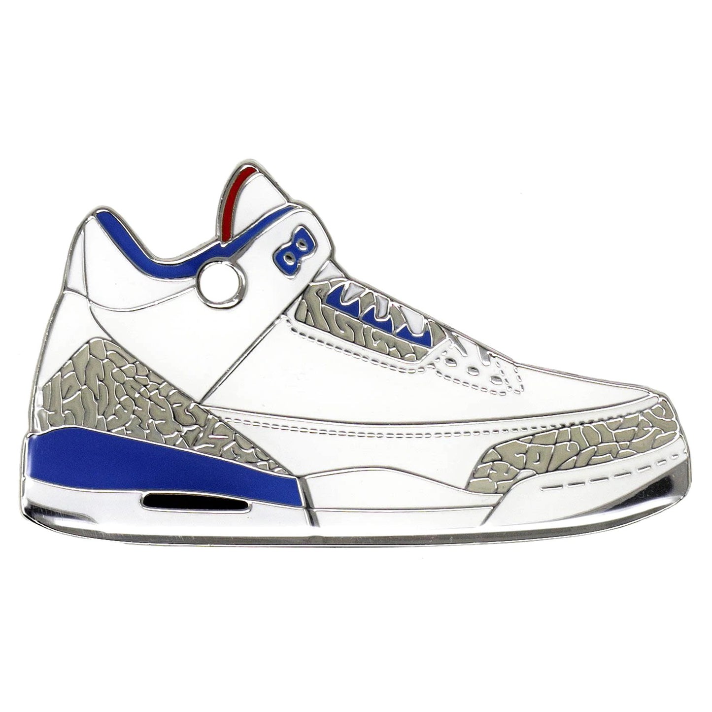 True Blue Jordan Tennis Shoe White Red Blue enamel id tag | TrIll Paws