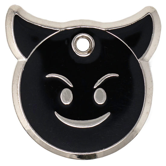 Little Devil Tag - black and silver enamel pet id tag  | trill paws