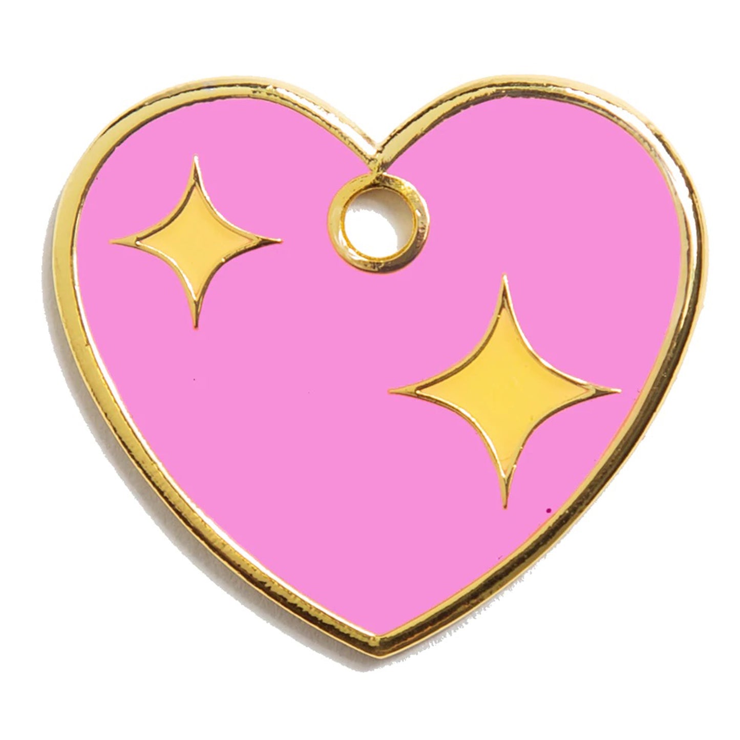 Load image into Gallery viewer, Pink Heart - pink and gold gold enamel pet id tag | trill paws
