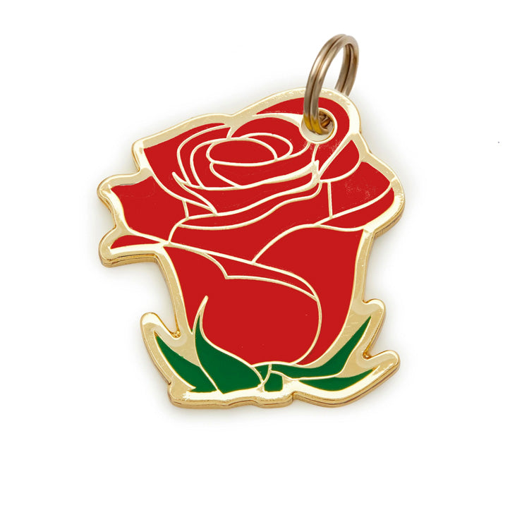 Roses Are Red Tag - red and gold enamel pet id tag with split ring | trill paws
