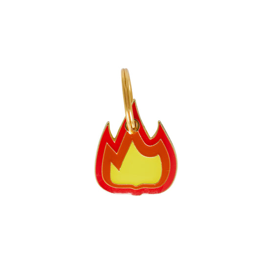 emoji flame enamel pet id tag with steel split ring | Trill Paws 