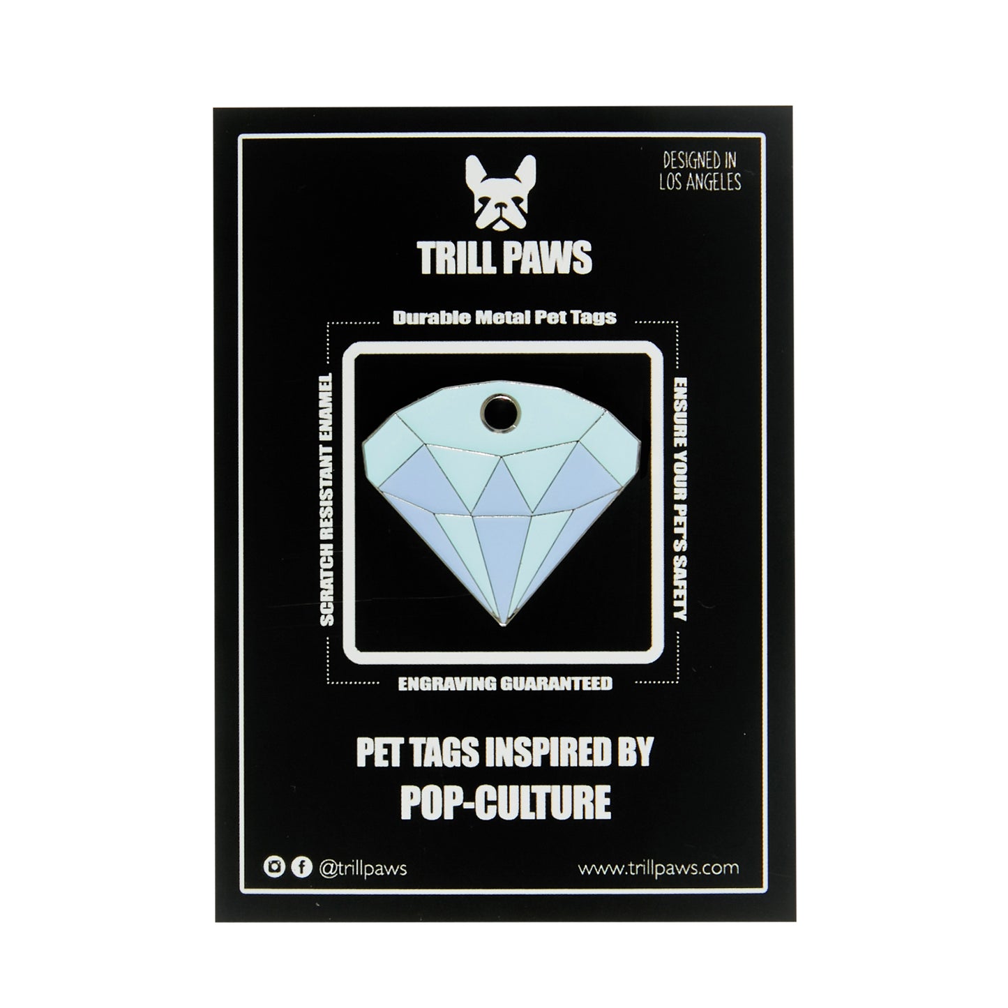 Diamond Tag - blue and silver enamel pet id tag | trill paws