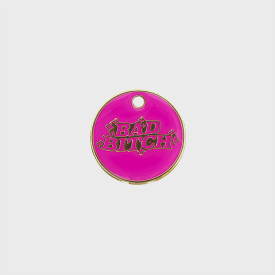  Bad Bitch - pink and gold enamel pet id tag that says bad bitch | trill paws