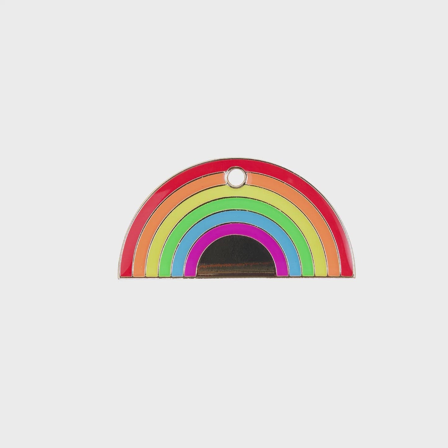 Load and play video in Gallery viewer, Rainbow Tag - rainbow and gold enamel pet id tag | trill paws
