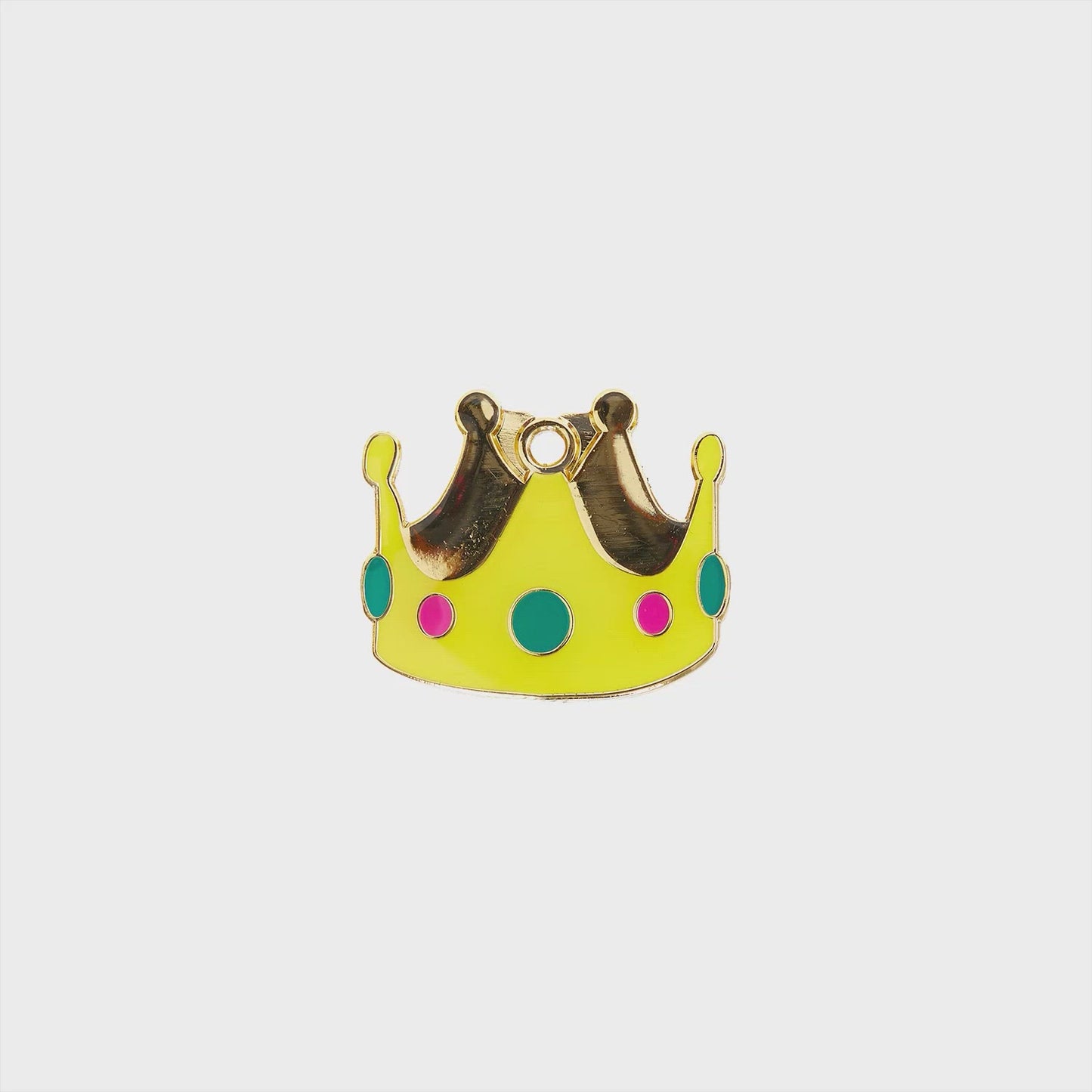 Load and play video in Gallery viewer, Yellow Crown Tag - yellow and gold enamel pet id tag | trill paws
