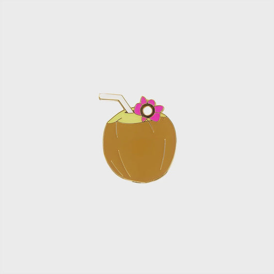 Load and play video in Gallery viewer, Coconut Tag - brown pink and gold enamel pet id tag | trill paws
